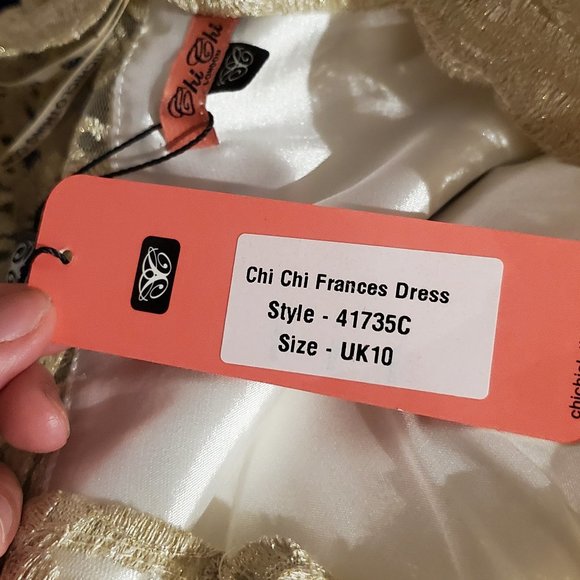 Chi Chi London Metallic Lace Midi Dress with Bardot Neck - Picture 7 of 8